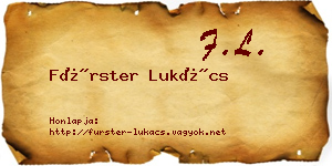 Fürster Lukács névjegykártya